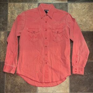 Vintage Wrangler Men's Coral Button Down Shirt